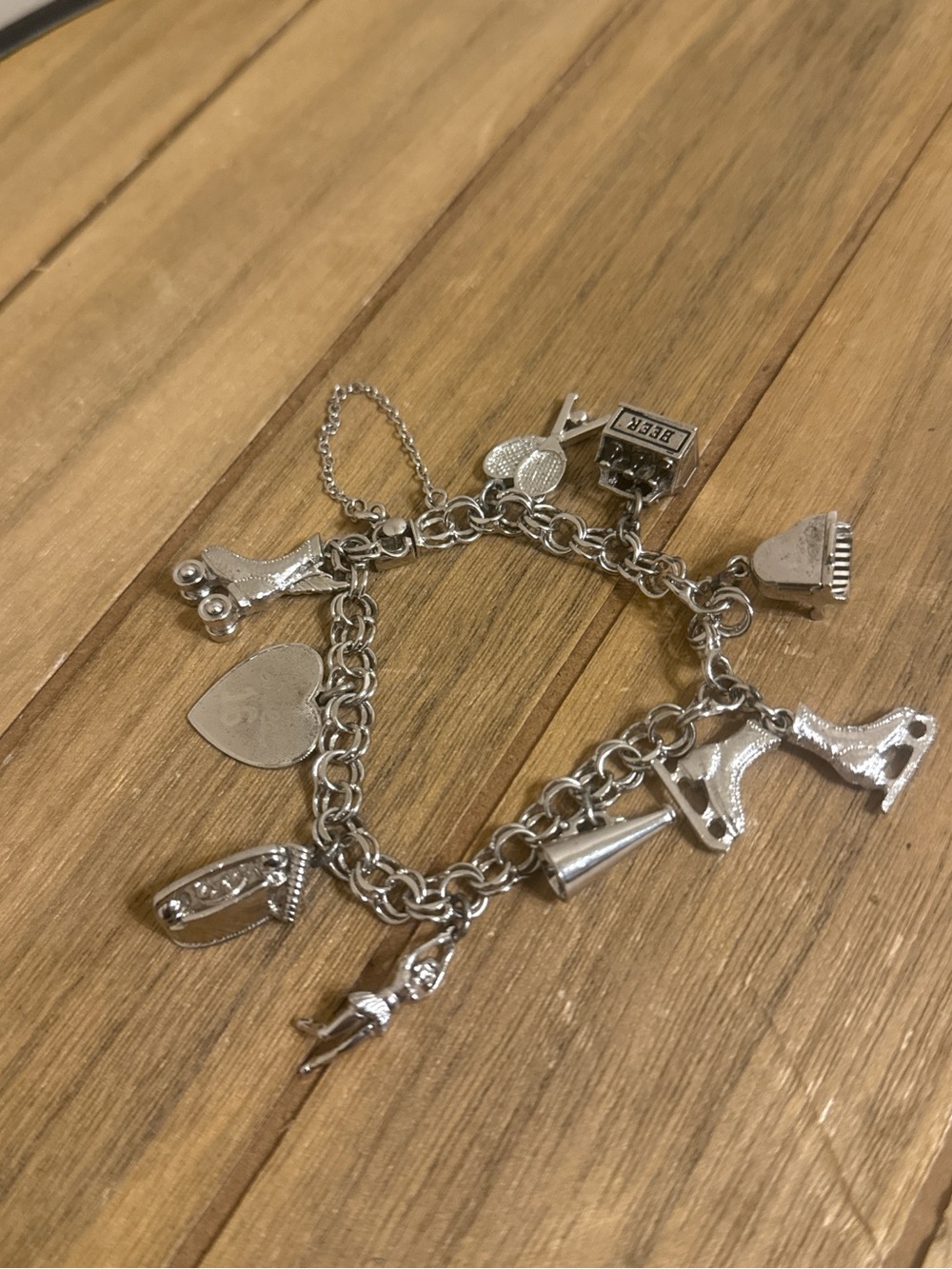 Vintage Sterling Silver Charm Bracelet with Mixed Charms